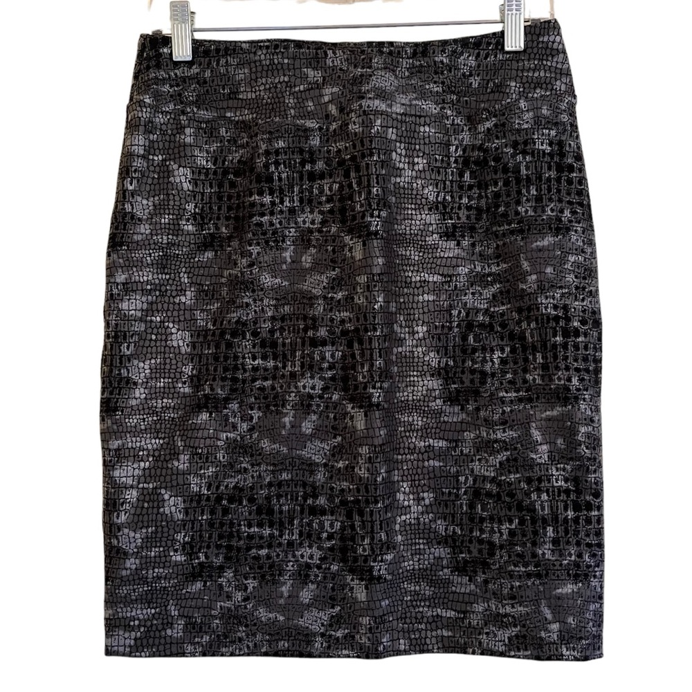 Insight Black/Silver Snake Print Pull on Pencil Skirt 4